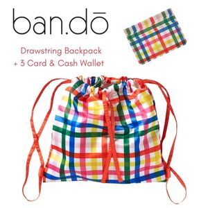 Ban.do red & pink floral with pink velour straps cinch bag/backpack, NWT ban.do | Bags | Bando Red Pink Floral With Pink Velour  main image 4